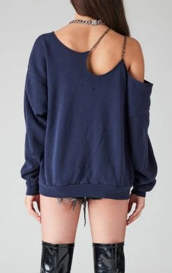 FURST OF A KIND VINTAGE ONE SHOULDER DOUBLE CHAIN SWEATSHIRT SALE