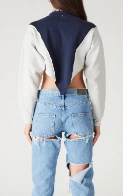 FURST OF A KIND VINTAGE SPLICED V CROPPED SWEATSHIRT SALE