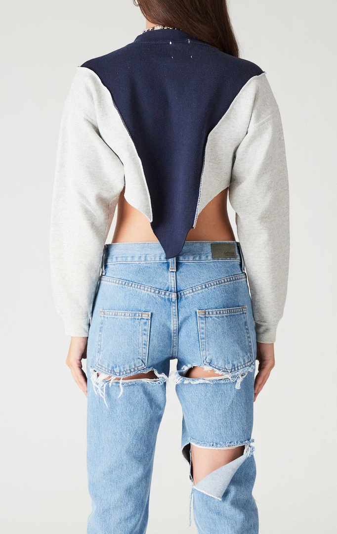 FURST OF A KIND VINTAGE SPLICED V CROPPED SWEATSHIRT SALE 4 FURST OF A KIND VINTAGE SPLICED V CROPPED SWEATSHIRT SALE