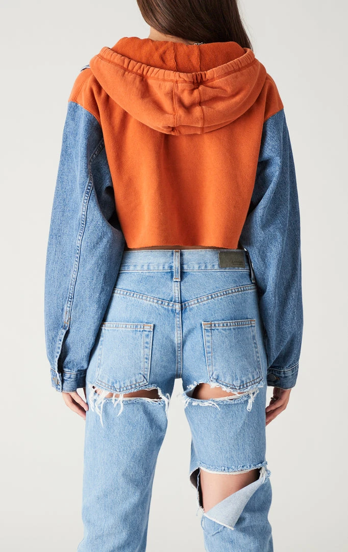 FURST OF A KIND VINTAGE SPLICED DENIM JACKET ZIP UP HOODIE VINTAGE DENIM JACKETS 5 FURST OF A KIND VINTAGE SPLICED DENIM JACKET ZIP UP HOODIE VINTAGE DENIM JACKETS