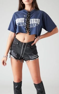 FURST OF A KIND VINTAGE CHAIN LACE UP TEE