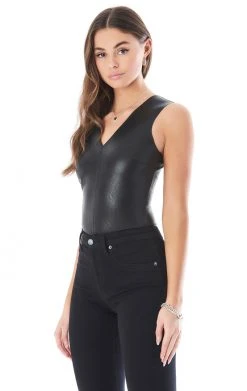 COMMANDO FAUX LEATHER V NECK BODYSUIT SALE 8 COMMANDO FAUX LEATHER V NECK BODYSUIT SALE