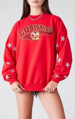 FURST OF A KIND VINTAGE COLLEGE VINTAGE SILVER STAR PATCH CLUSTER SWEATSHIRT