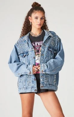 FURST OF A KIND FESTIVAL VINTAGE ALLOVER SPIKE STUD DENIM JACKET