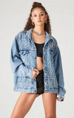 FURST OF A KIND FESTIVAL VINTAGE ALLOVER SPIKE STUD DENIM JACKET