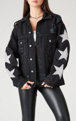 FURST OF A KIND VINTAGE GRAPHIC BACK INSERT STAR PATCH DENIM JACKET