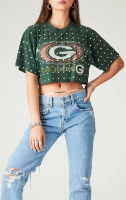 FURST OF A KIND VINTAGE ALLOVER RHINESTONE CROPPED TEE