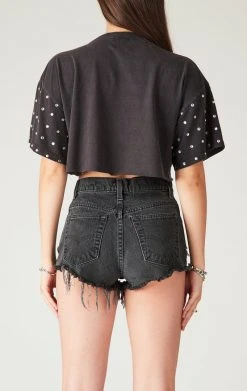 FURST OF A KIND VINTAGE ALLOVER RHINESTONE CROPPED TEE VINTAGE COLLEGE
