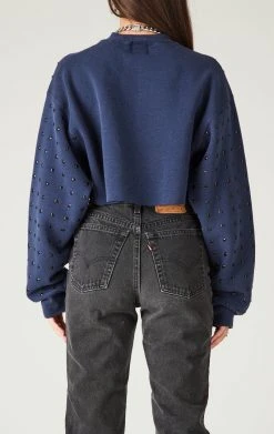 FURST OF A KIND SALE VINTAGE BLACK RHINESTONE CROPPED SWEATSHIRT