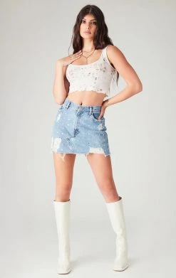 FURST OF A KIND BEST SELLERS VINTAGE ALLOVER RHINESTONE DENIM SKIRT