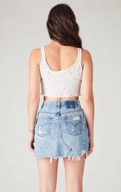 FURST OF A KIND BEST SELLERS VINTAGE ALLOVER RHINESTONE DENIM SKIRT