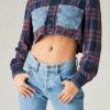 FURST OF A KIND SALE VINTAGE CROPPED PLAID SHIRT WITH DENIM POCKETS 1 FURST OF A KIND SALE VINTAGE CROPPED PLAID SHIRT WITH DENIM POCKETS