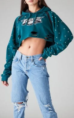 FURST OF A KIND VINTAGE STUDDED RIPPED CROPPED HOODIE SALE