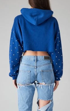 FURST OF A KIND VINTAGE STUDDED RIPPED CROPPED HOODIE