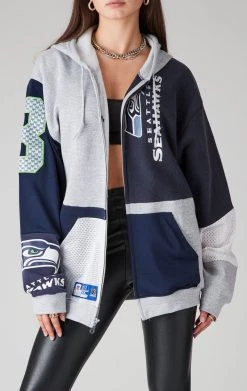 FURST OF A KIND VINTAGE NFL VINTAGE SPLICED PATCHWORK ZIP UP HOODIE