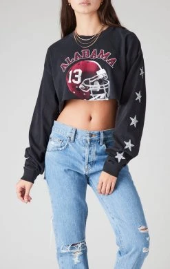 FURST OF A KIND VINTAGE COLLEGE VINTAGE MINI STAR PATCH LONG SLEEVE CROPPED TEE