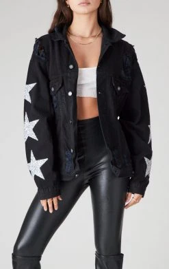 FURST OF A KIND VINTAGE GRAPHIC BACK INSERT STAR PATCH DENIM JACKET VINTAGE DENIM JACKETS