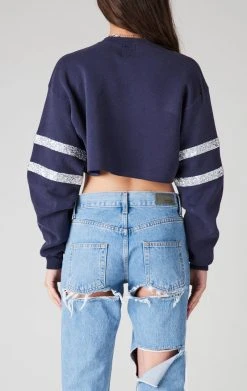 FURST OF A KIND VINTAGE RHINESTONE HOOP CROPPED SWEATSHIRT VINTAGE COLLEGE