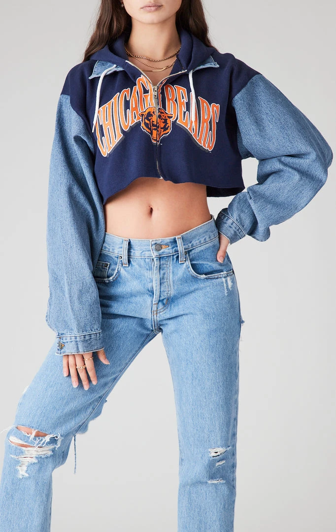 FURST OF A KIND VINTAGE SPLICED DENIM JACKET ZIP UP HOODIE VINTAGE DENIM JACKETS 3 FURST OF A KIND VINTAGE SPLICED DENIM JACKET ZIP UP HOODIE VINTAGE DENIM JACKETS