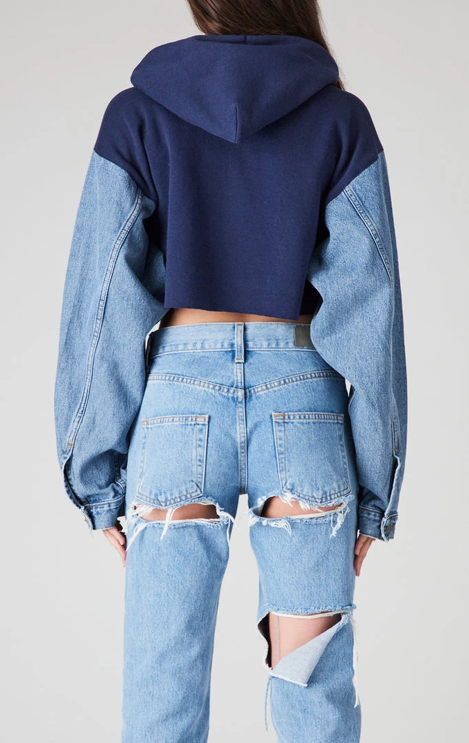 FURST OF A KIND VINTAGE SPLICED DENIM JACKET ZIP UP HOODIE VINTAGE DENIM JACKETS 4 FURST OF A KIND VINTAGE SPLICED DENIM JACKET ZIP UP HOODIE VINTAGE DENIM JACKETS