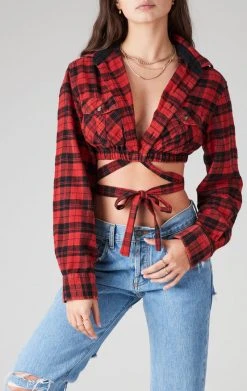 FURST OF A KIND SALE VINTAGE PLAID WRAP TOP