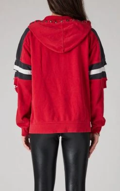 FURST OF A KIND VINTAGE RIPPED STUDDED ZIP UP HOODIE