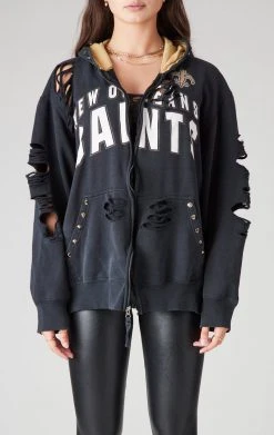 FURST OF A KIND VINTAGE RIPPED STUDDED ZIP UP HOODIE SALE