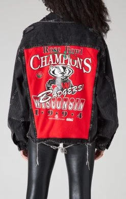 FURST OF A KIND VINTAGE GRAPHIC BACK INSERT DENIM JACKET VINTAGE DENIM JACKETS