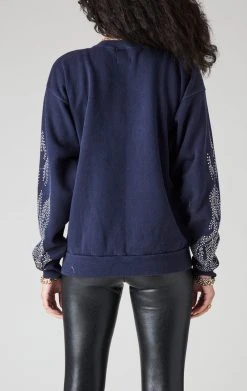 FURST OF A KIND SALE VINTAGE SILVER RHINESTONE FLAME SWEATSHIRT