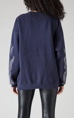 FURST OF A KIND VINTAGE SILVER RHINESTONE FLAME SWEATSHIRT SALE