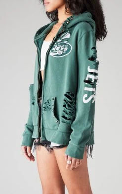 FURST OF A KIND VINTAGE RIPPED STUDDED ZIP UP HOODIE SALE