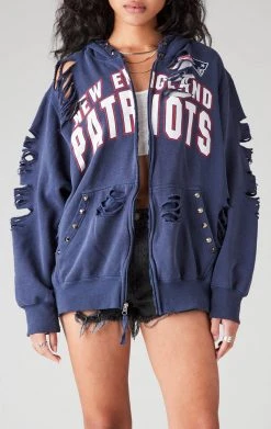 FURST OF A KIND VINTAGE RIPPED STUDDED ZIP UP HOODIE SALE