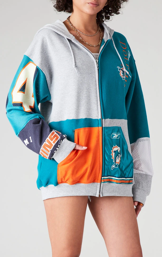 FURST OF A KIND VINTAGE SPLICED PATCHWORK ZIP UP HOODIE VINTAGE NFL 5 FURST OF A KIND VINTAGE SPLICED PATCHWORK ZIP UP HOODIE VINTAGE NFL