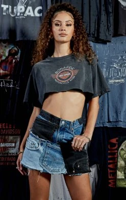 FURST OF A KIND VINTAGE DENIM PATCHWORK SKIRT VINTAGE DRINKS 12 FURST OF A KIND VINTAGE DENIM PATCHWORK SKIRT VINTAGE DRINKS