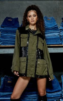 FURST OF A KIND VINTAGE ARMY JACKET WITH SEQUIN INSERT SALE