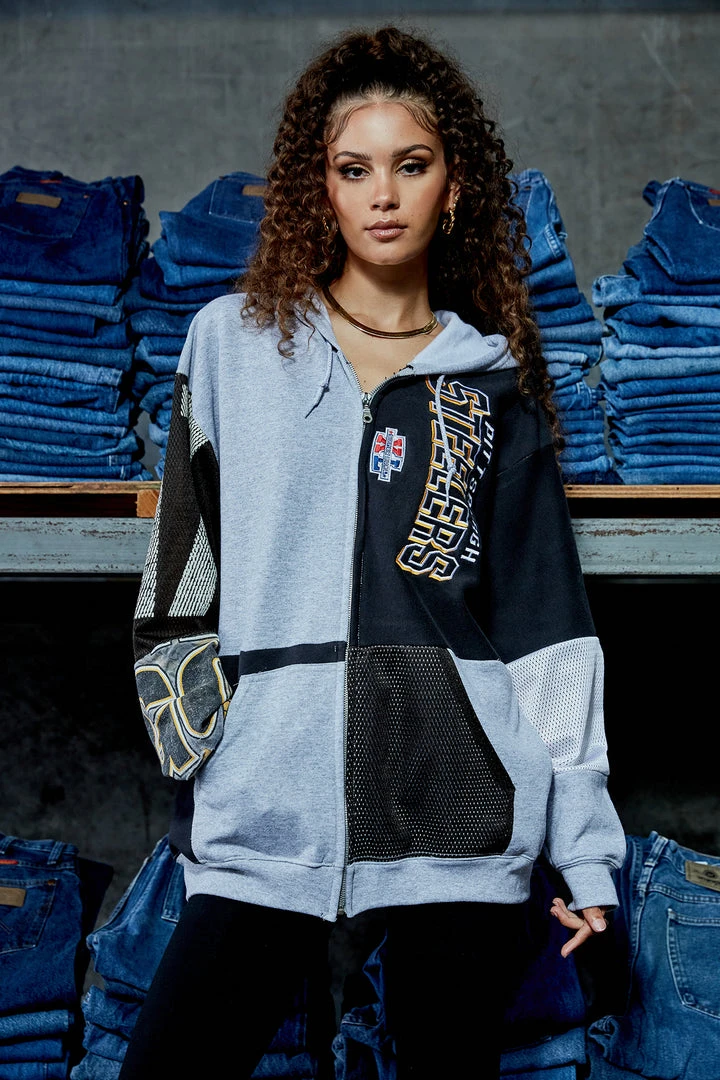 FURST OF A KIND VINTAGE NFL VINTAGE SPLICED PATCHWORK ZIP UP HOODIE 4 FURST OF A KIND VINTAGE NFL VINTAGE SPLICED PATCHWORK ZIP UP HOODIE