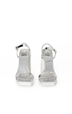 JEFFREY CAMPBELL DANCERIA-2 SQUARE TOE METALLIC HEEL SANDAL